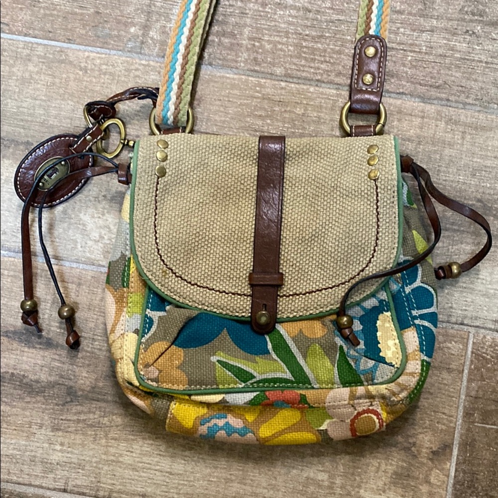Fossil Floral Canvas Crossbody Bag